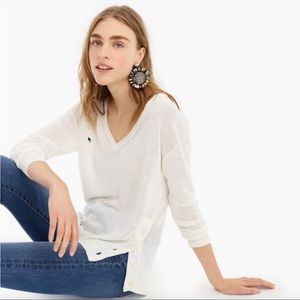 NWOT J.Crew | Linen/viscose v-neck sweater | Ivory | Size S